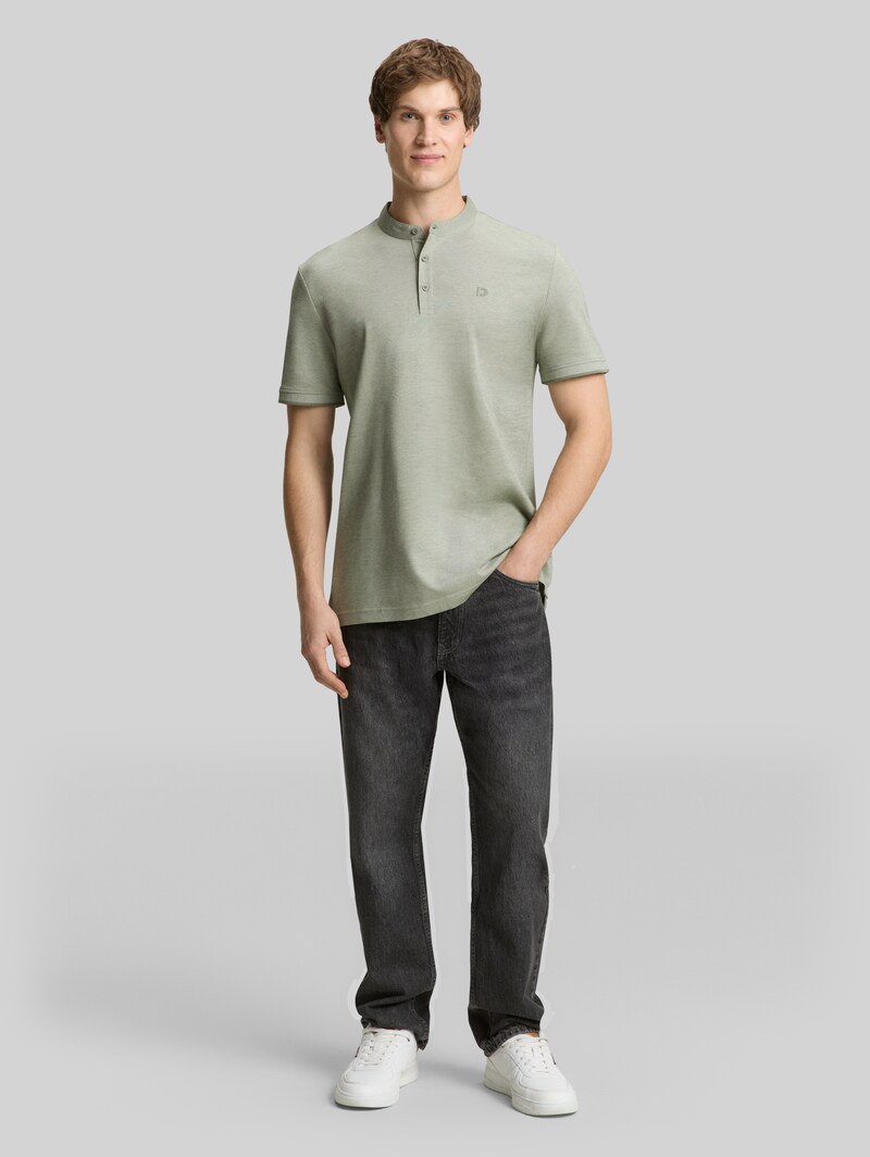 Tom Tailor Piqué Poloshirt mit Stehkragen - Mint Sea Spray Two Tone Pique