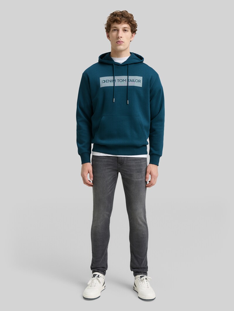 Tom Tailor Hoodie Sweatshirt mit Print - Deep Pond Green