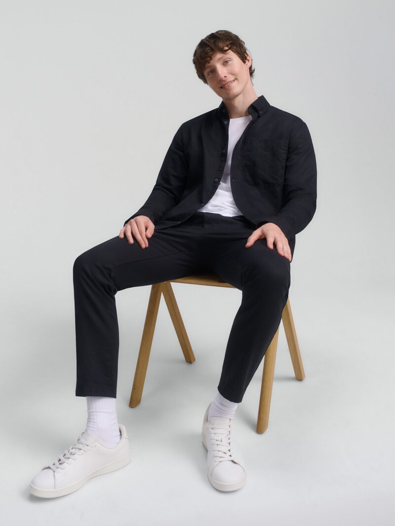Tom Tailor Relaxed Fit Hemd mit Leinenanteil - Black