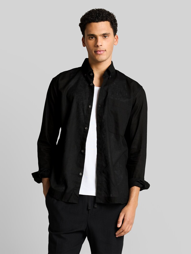 Tom Tailor Relaxed Fit Hemd mit Leinenanteil - Black