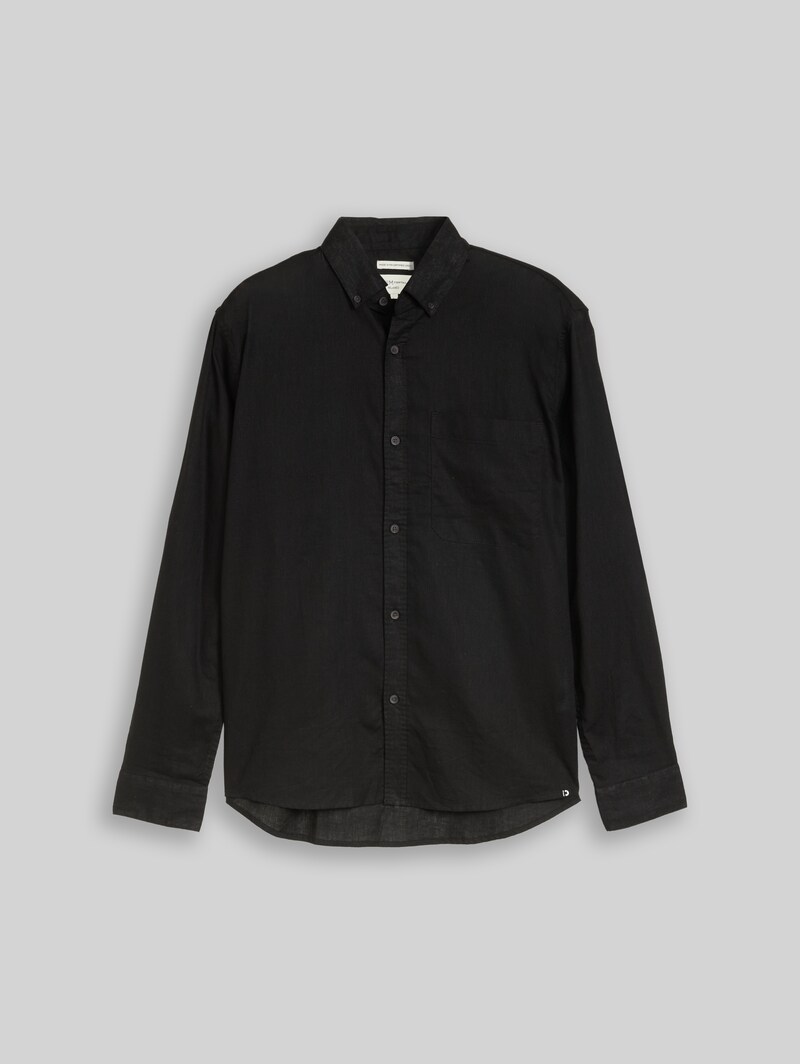 Tom Tailor Relaxed Fit Hemd mit Leinenanteil - Black