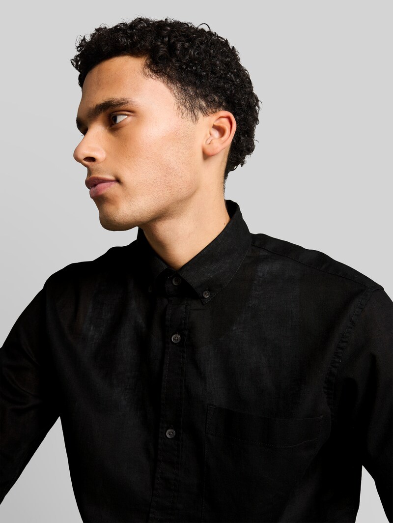 Tom Tailor Relaxed Fit Hemd mit Leinenanteil - Black