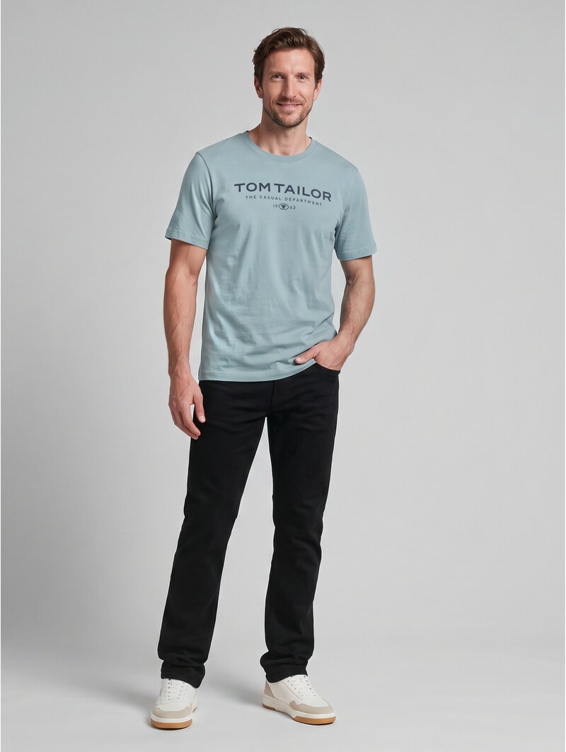 Tom Tailor T-Shirt aus Baumwolle mit Logo-Print - Grey Mint