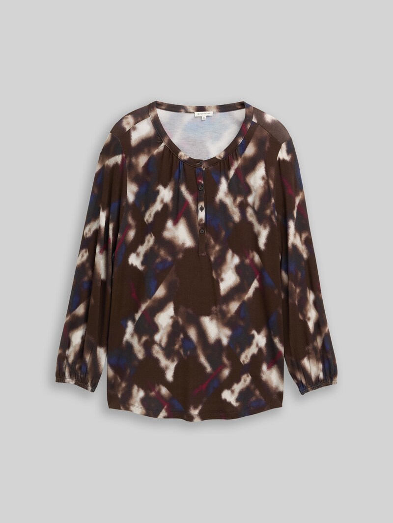Tom Tailor Plus Size - Blusenshirt mit Muster - Brown Blurry Argyle