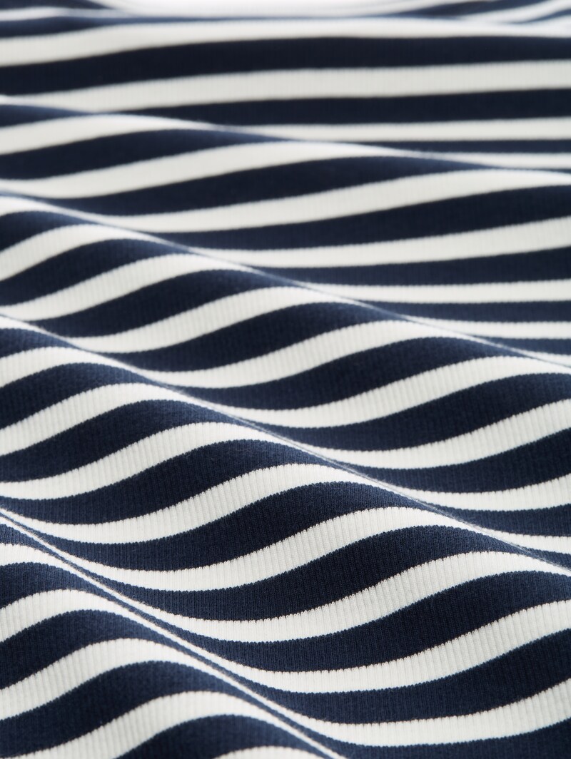Tom Tailor Ripp T-Shirt im 2er-Pack - Dark Blue White Stripe