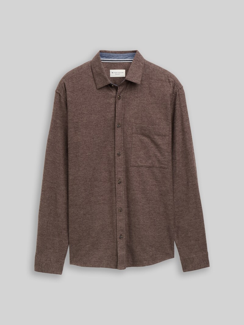 Tom Tailor Regular Fit Flanell-Hemd - Brown Grindle Structure