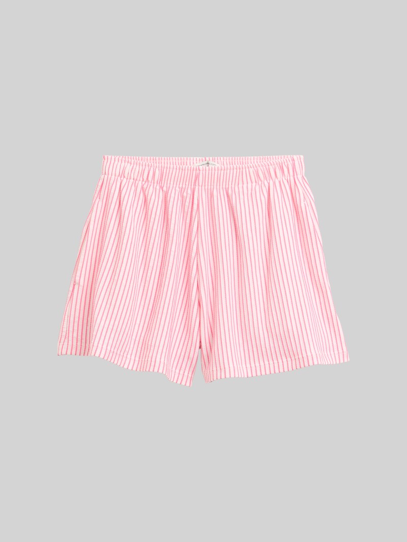 Tom Tailor Shorts mit Streifenmuster - Off White Neon Pink Stripe