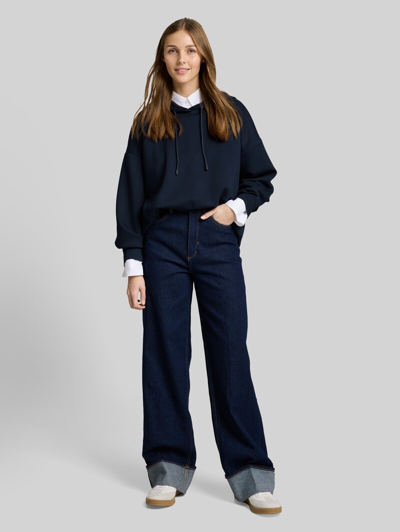 Tom Tailor Relaxed Fit Hoodie Sweatshirt aus Scuba - Sky Captain Blue