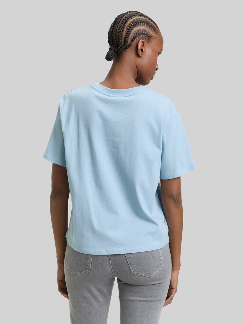 Tom Tailor Boxy Fit T-Shirt mit Stickerei - Calm Cloud Blue