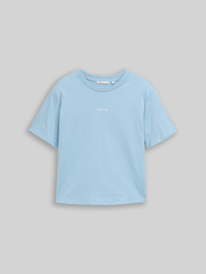 Tom Tailor Boxy Fit T-Shirt mit Stickerei - Calm Cloud Blue
