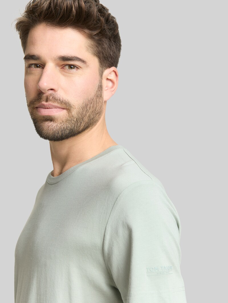 Tom Tailor Basic Fitted T-Shirt - Soft Greyish Green