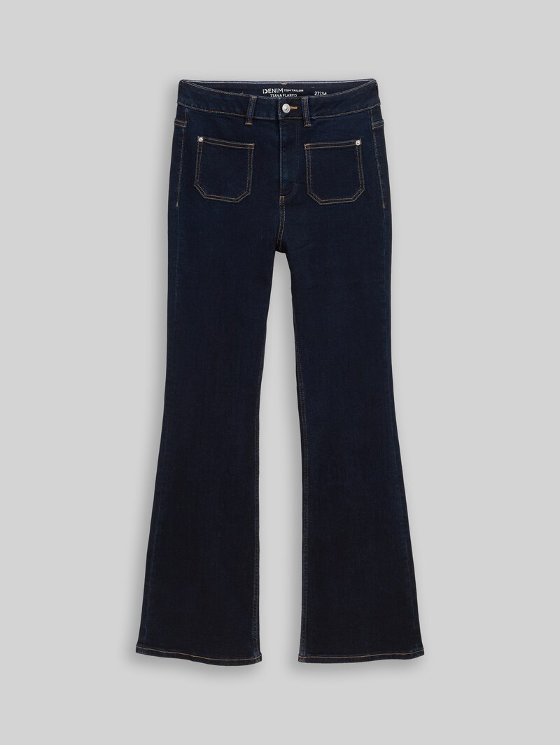 Tom Tailor TTAVA FLARED Jeans mit aufgesetzten Taschen - Rinsed Blue Denim