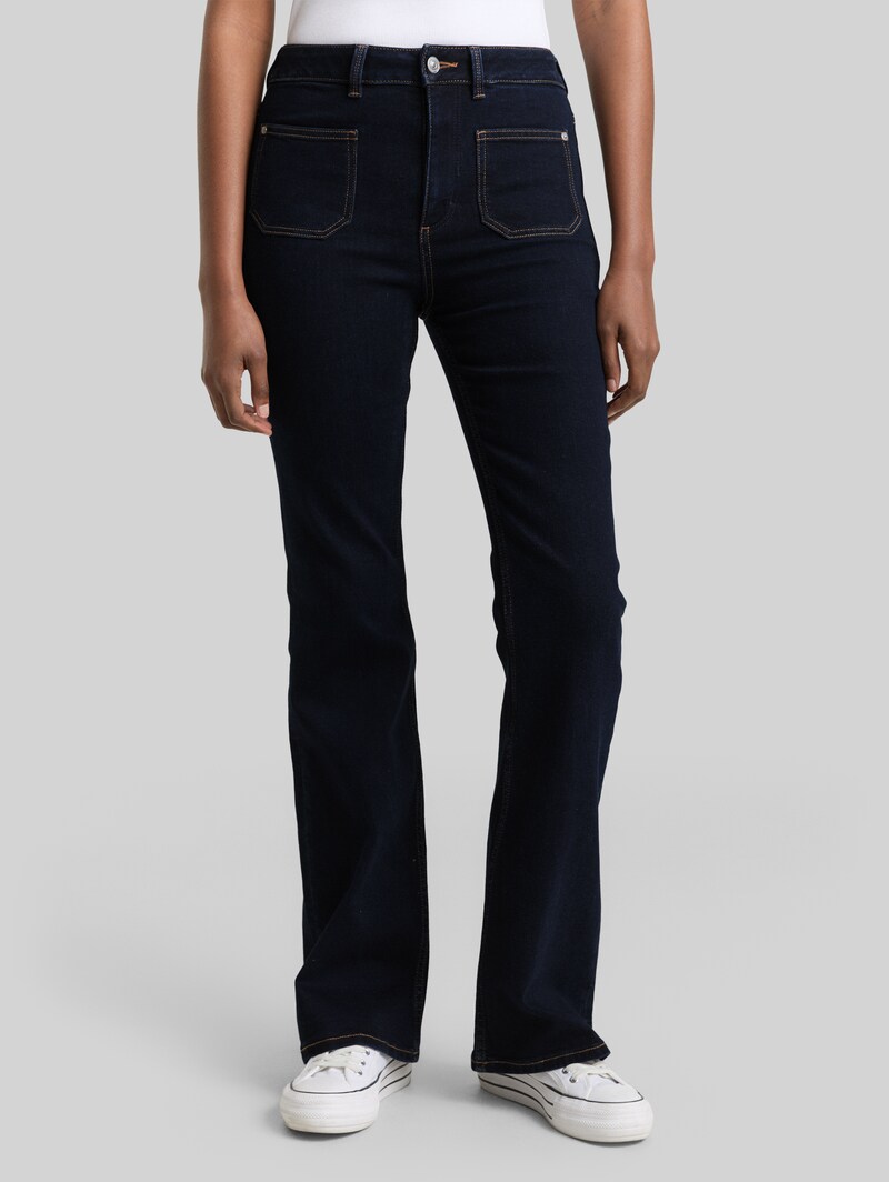 Tom Tailor TTAVA FLARED Jeans mit aufgesetzten Taschen - Rinsed Blue Denim