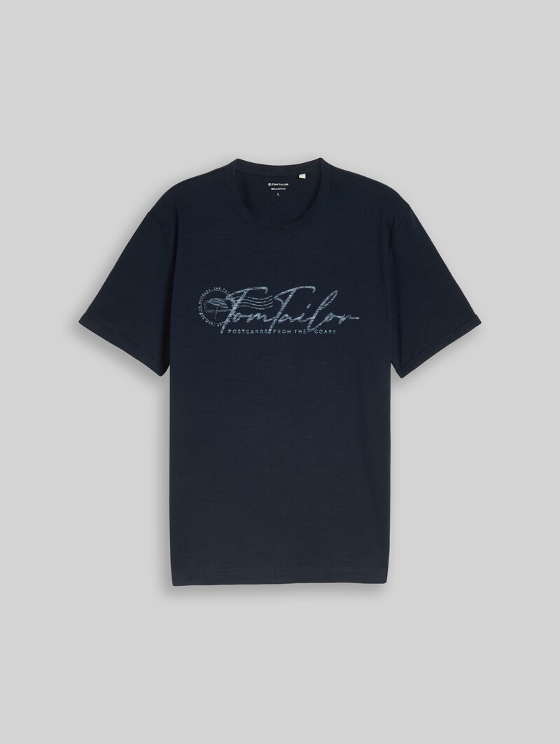 Tom Tailor T-Shirt mit Logo-Print - Sky Captain Blue