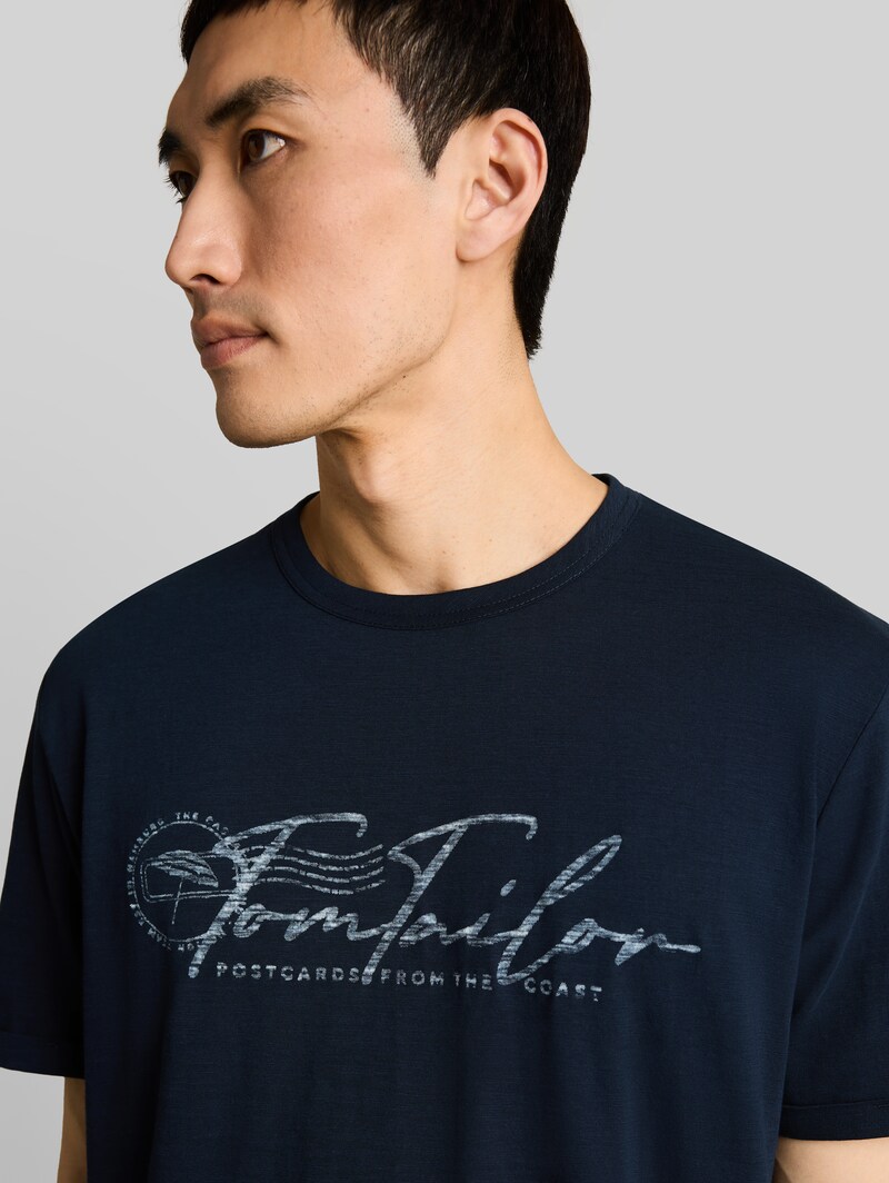 Tom Tailor T-Shirt mit Logo-Print - Sky Captain Blue