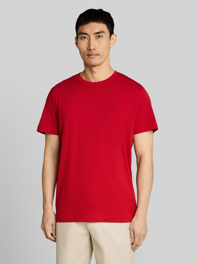 Tom Tailor T-Shirt mit Logo-Stickerei - Samba Red Tom Tailor T-Shirt mit Logo-Stickerei - Samba Red
