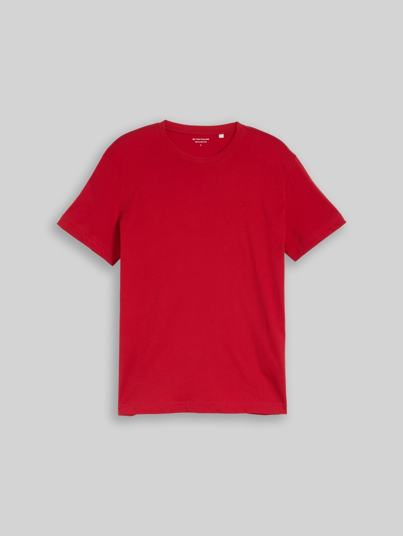 Tom Tailor T-Shirt mit Logo-Stickerei - Samba Red