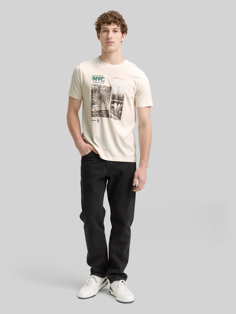 Tom Tailor T-Shirt mit Fotoprint - Gardenia White