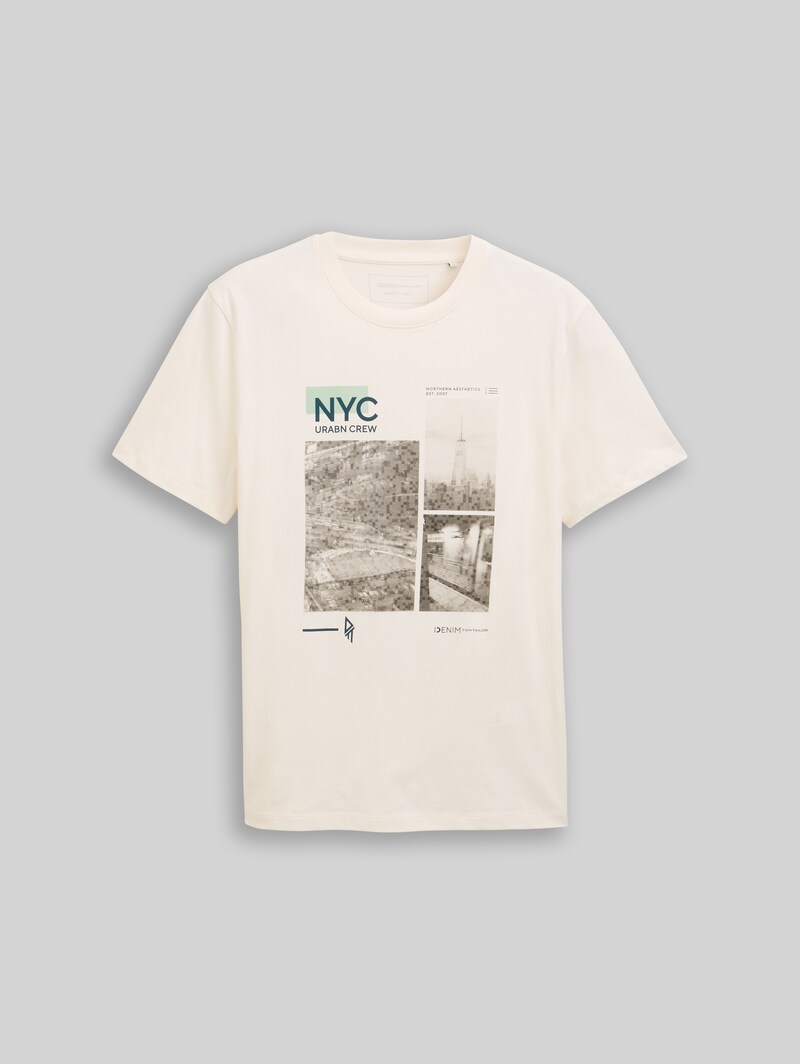 Tom Tailor T-Shirt mit Fotoprint - Gardenia White