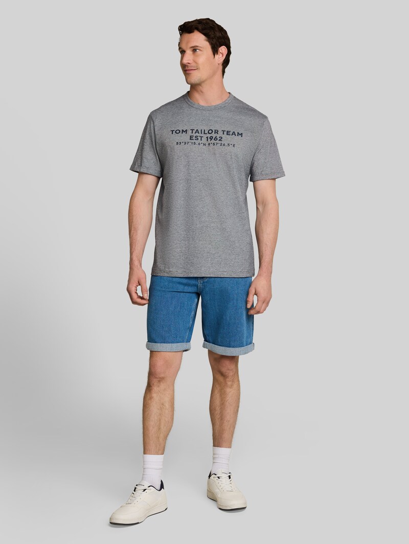 Tom Tailor T-Shirt mit Logo-Print - Navy White Stripes