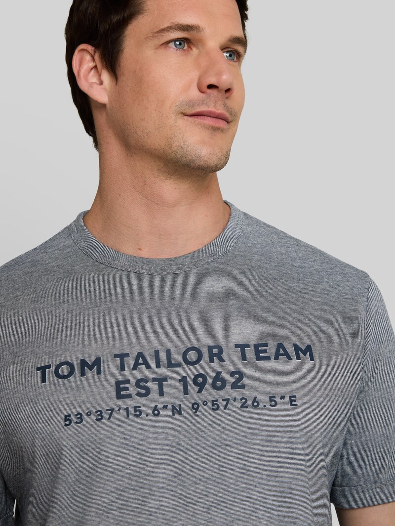 Tom Tailor T-Shirt mit Logo-Print - Navy White Stripes