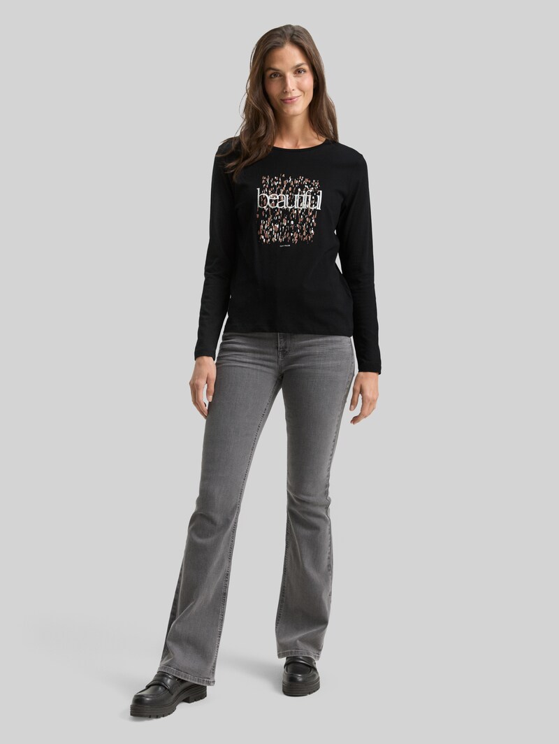 Tom Tailor Langarmshirt mit Print - Deep Black