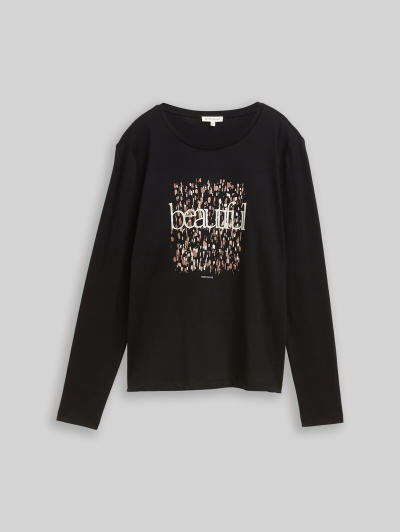 Tom Tailor Langarmshirt mit Print - Deep Black