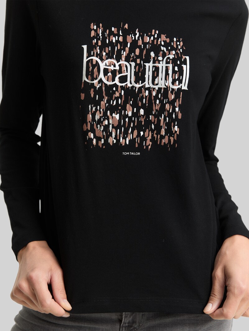 Tom Tailor Langarmshirt mit Print - Deep Black