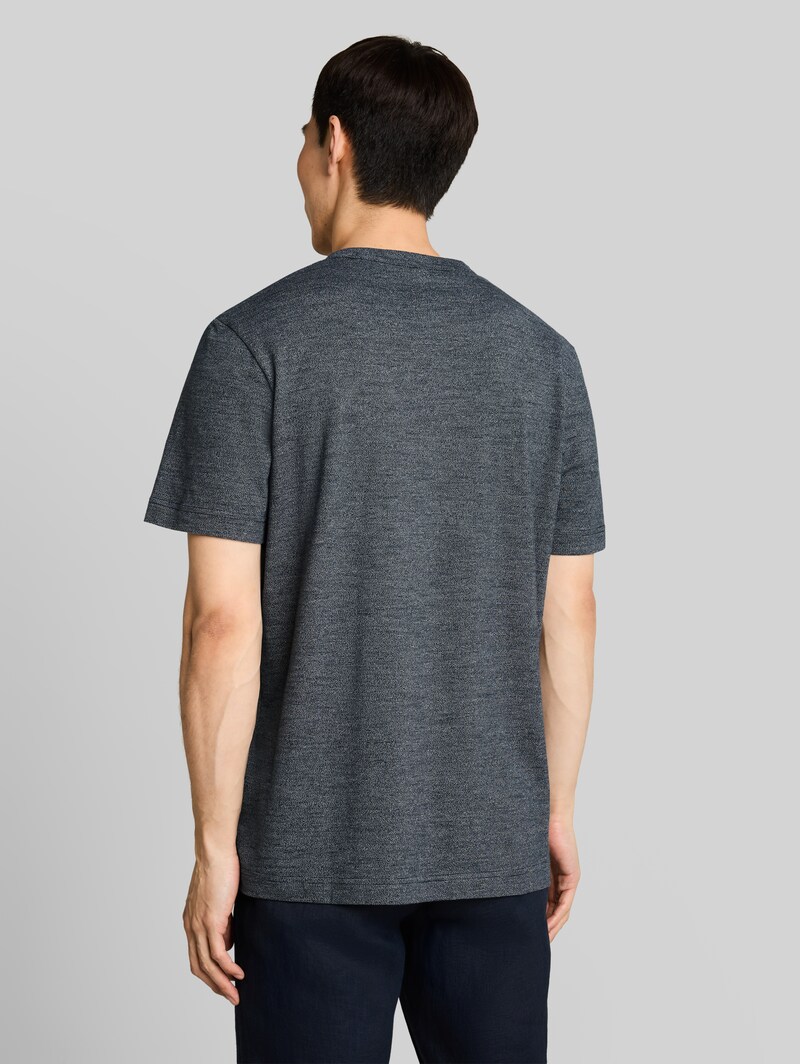 Tom Tailor T-Shirt in Melange-Optik - Navy White Fine Stripe