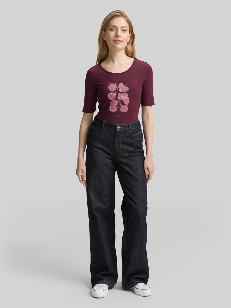 Tom Tailor T-Shirt mit Print - Bordeaux Red