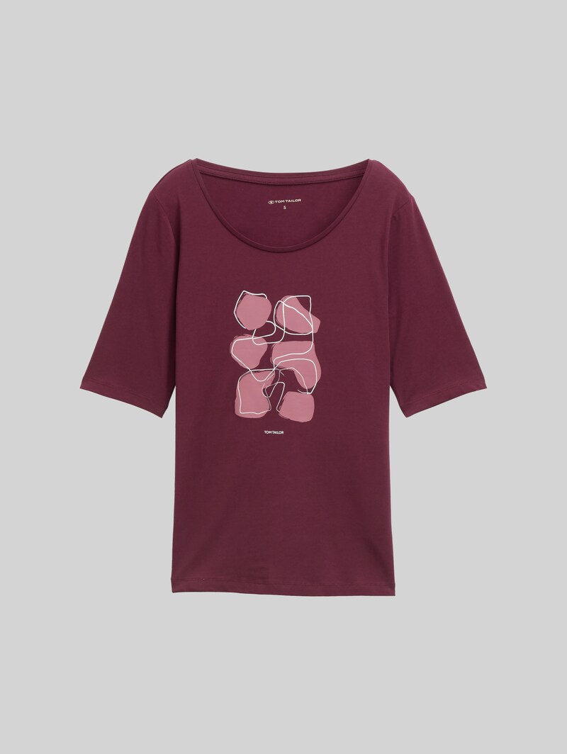 Tom Tailor T-Shirt mit Print - Bordeaux Red