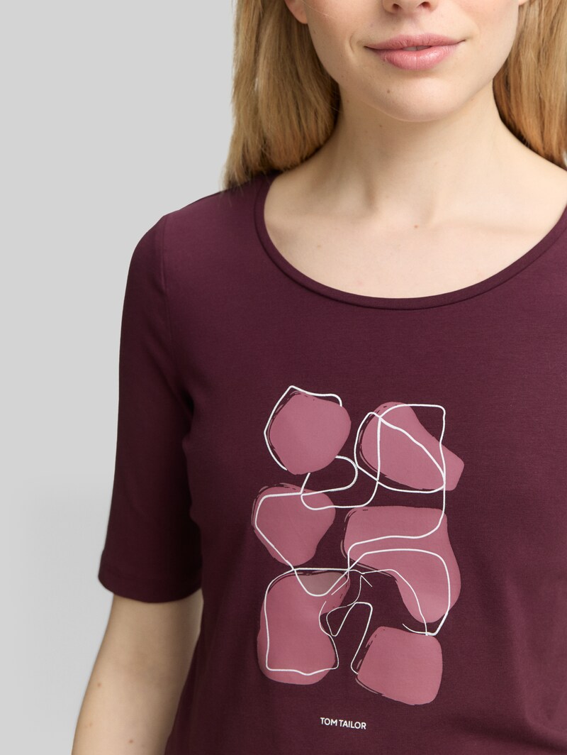 Tom Tailor T-Shirt mit Print - Bordeaux Red