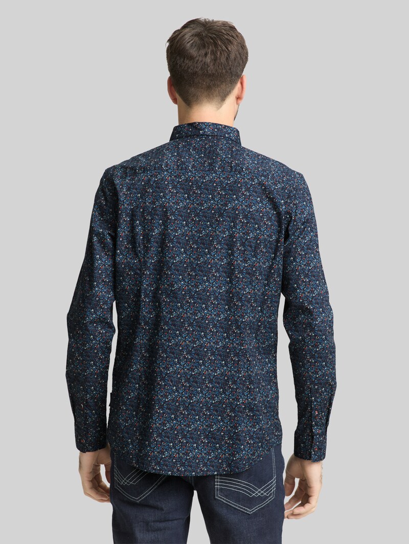 Tom Tailor Fitted Hemd mit Muster - Navy Round Design