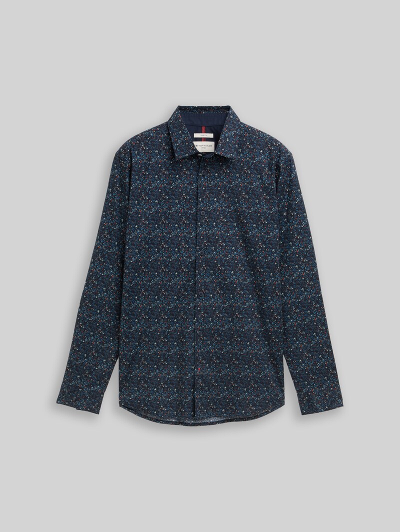 Tom Tailor Fitted Hemd mit Muster - Navy Round Design