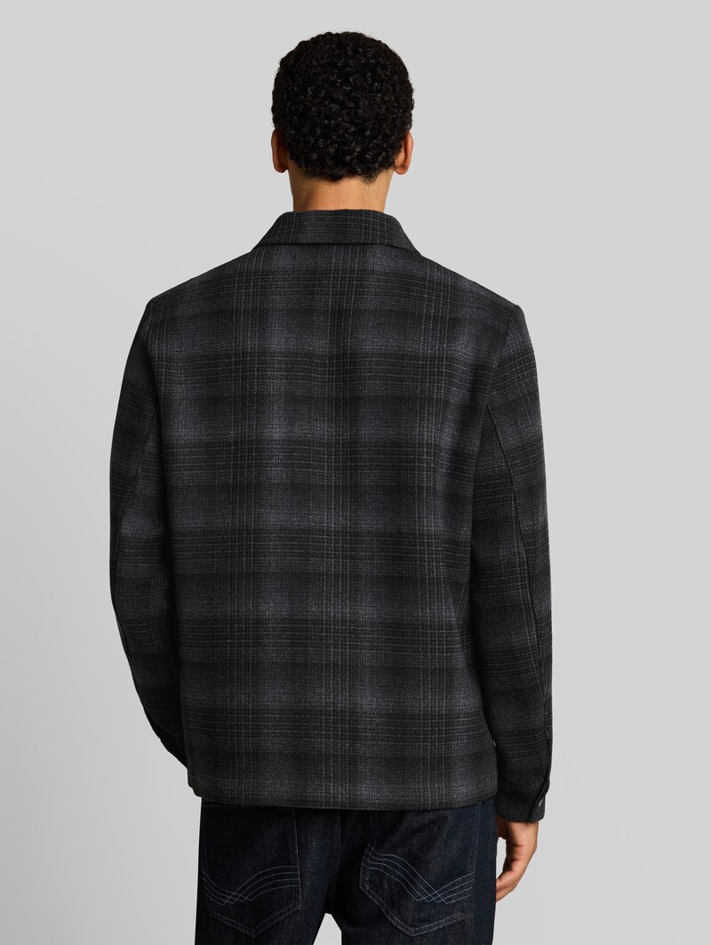 Tom Tailor Relaxed Fit Overshirt mit Karomuster - Black Grey Wool Check