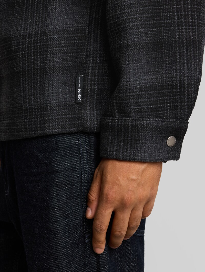 Tom Tailor Relaxed Fit Overshirt mit Karomuster - Black Grey Wool Check