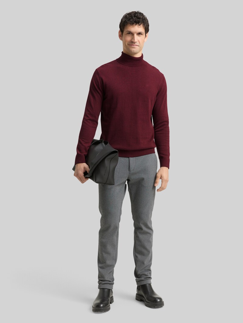 Tom Tailor Rollkragenpullover aus Baumwolle - Bordeaux Melange