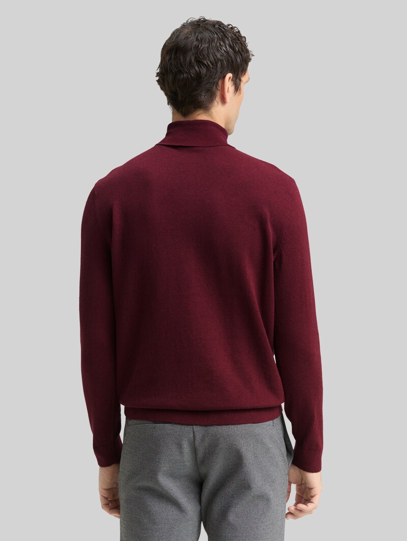 Tom Tailor Rollkragenpullover aus Baumwolle - Bordeaux Melange