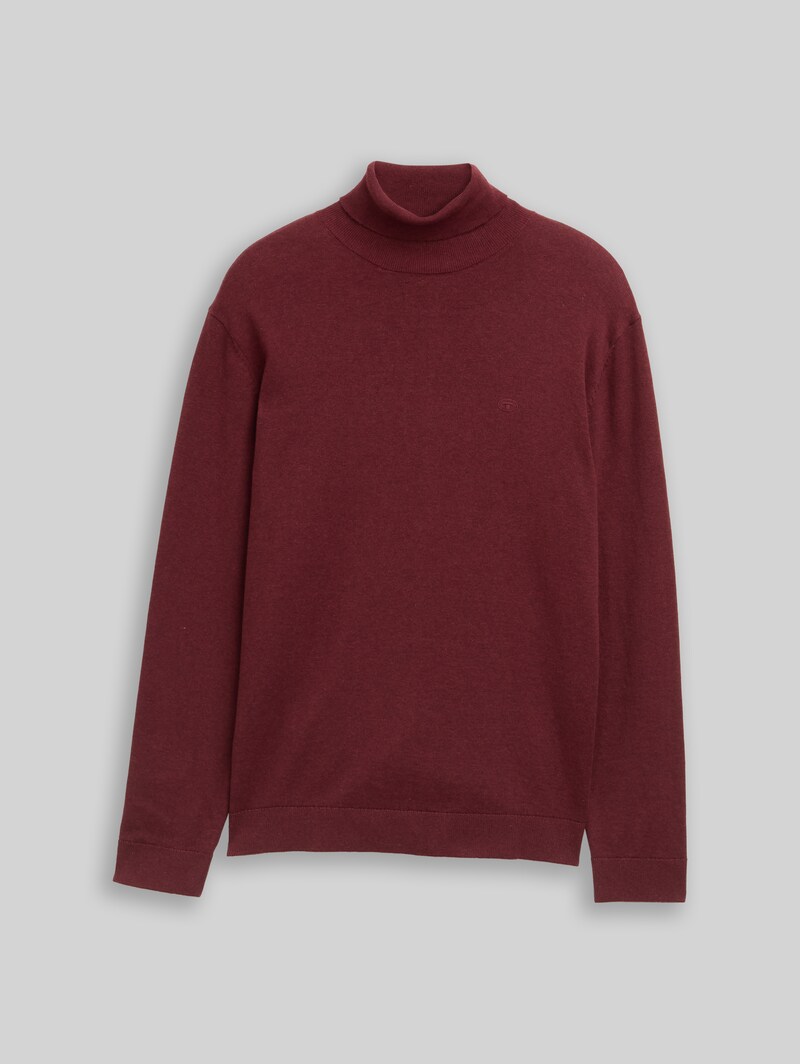 Tom Tailor Rollkragenpullover aus Baumwolle - Bordeaux Melange