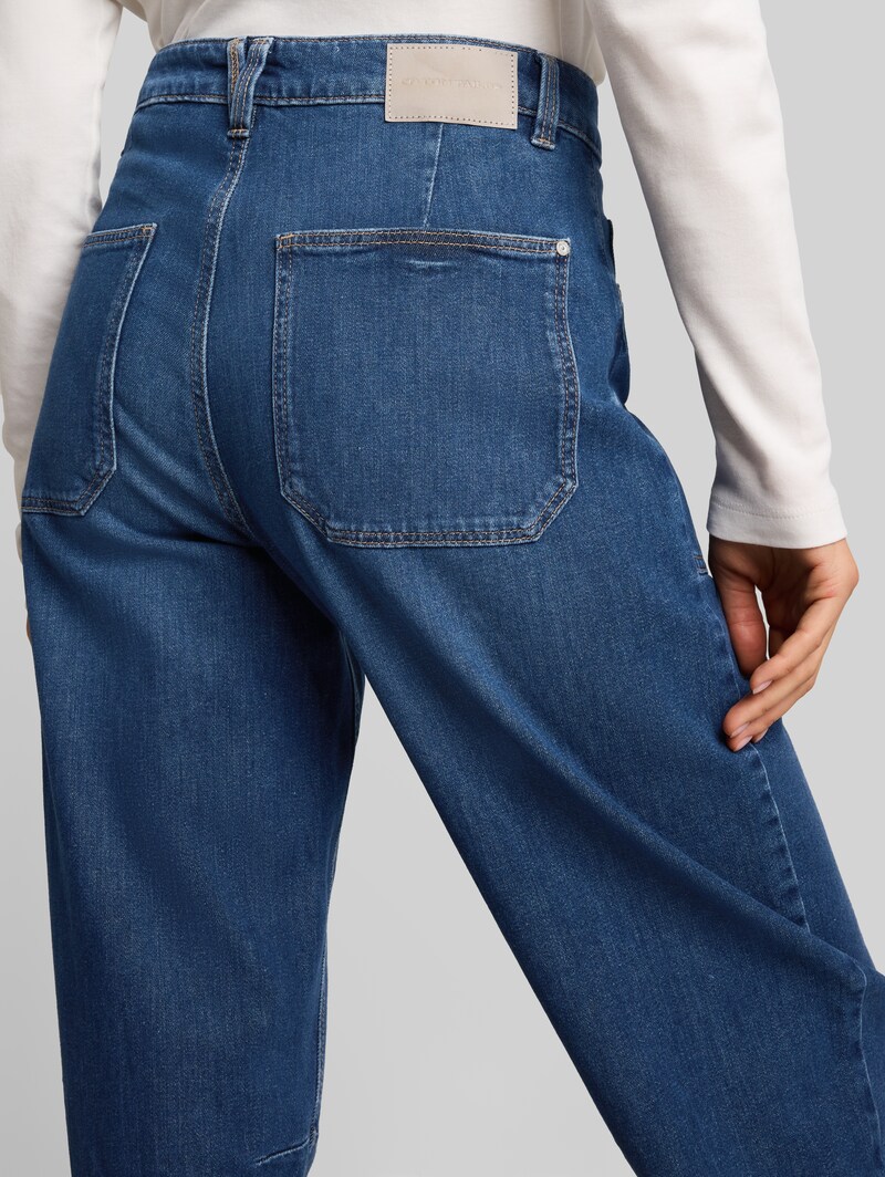 Tom Tailor TTCELIA BARREL Jeans mit aufgesetzten Taschen - Used Mid Stone Blue Denim