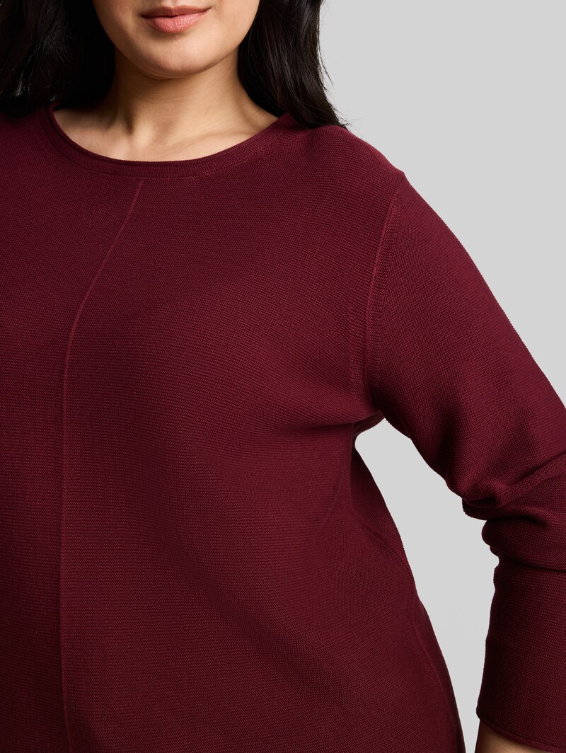 Tom Tailor Plus Size - Strickpullover aus Baumwolle - Preppy Plum
