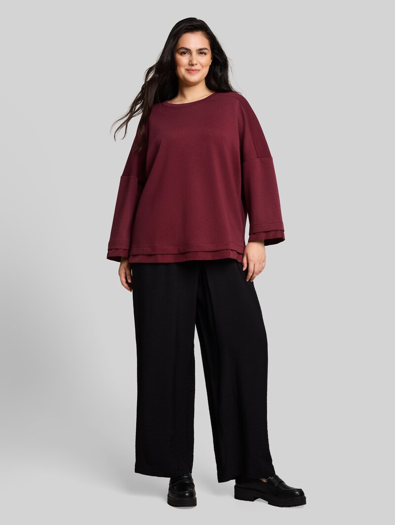 Tom Tailor Plus Size - Loose Fit Sweatshirt mit 7/8-Arm - Preppy Plum
