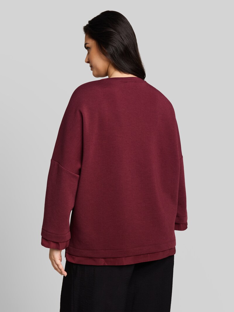 Tom Tailor Plus Size - Loose Fit Sweatshirt mit 7/8-Arm - Preppy Plum