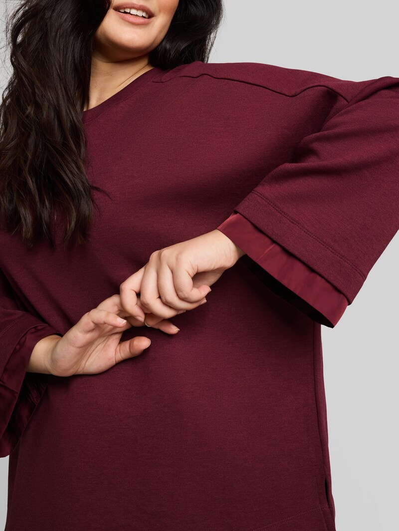 Tom Tailor Plus Size - Loose Fit Sweatshirt mit 7/8-Arm - Preppy Plum