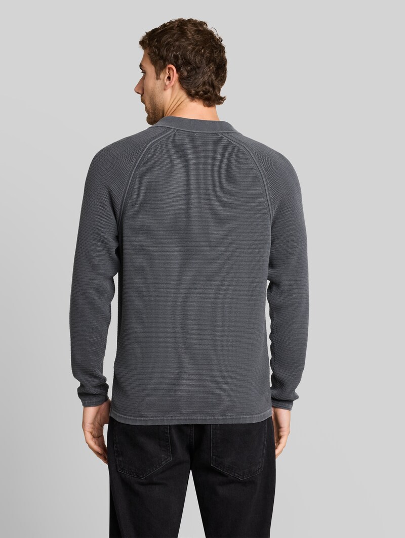 Tom Tailor Strick-Poloshirt im Washed-Look - Tarmac Grey
