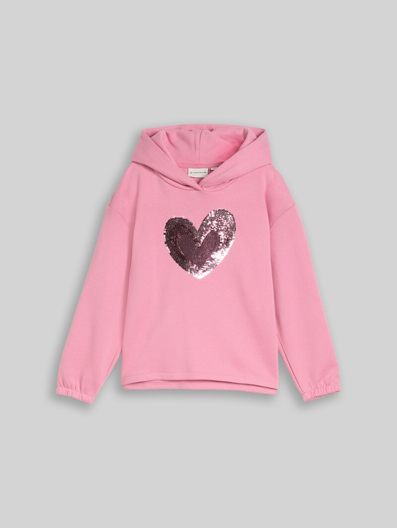 Tom Tailor Hoodie Sweatshirt mit Wendepailletten - Smooth Rose