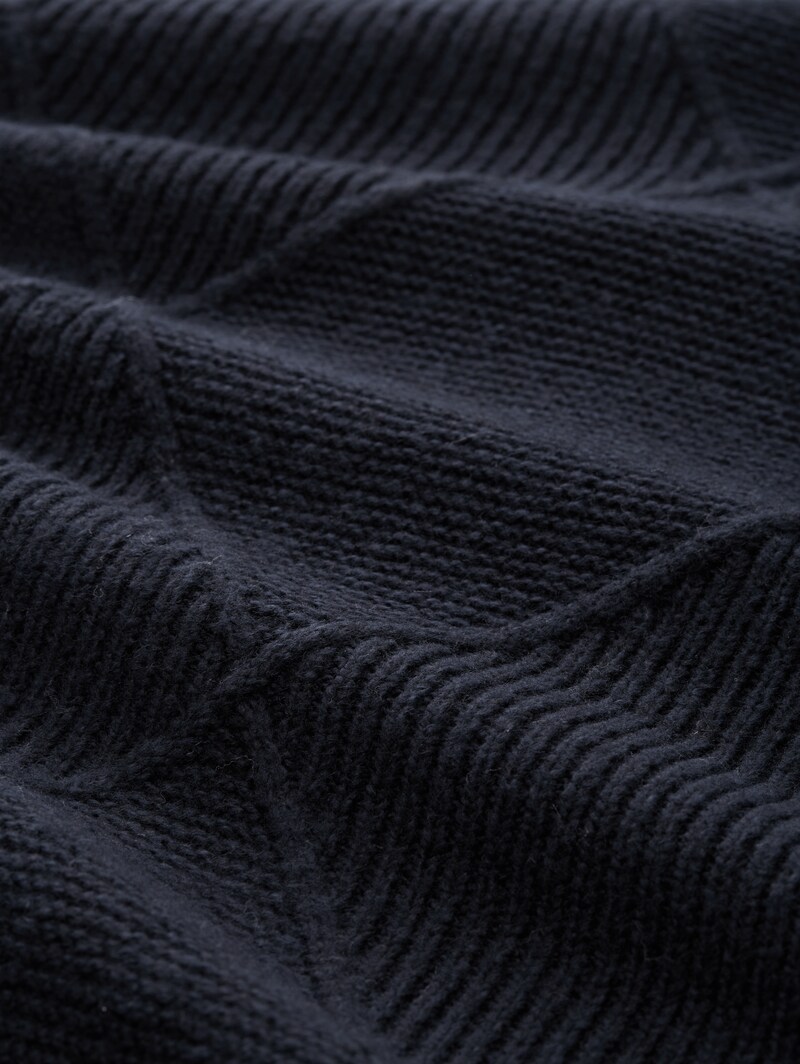 Tom Tailor Loose Fit Strickpullover mit Stehkragen - Sky Captain Blue
