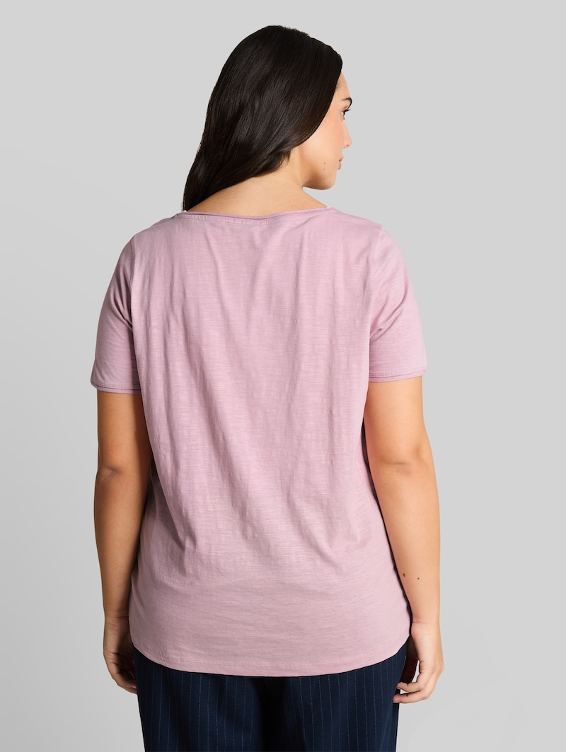 Tom Tailor Plus Size - T-Shirt aus Baumwolle - Light Elderberry