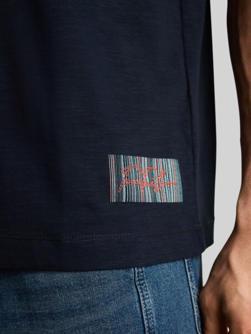 Tom Tailor T-Shirt mit V-Ausschnitt - Sky Captain Blue