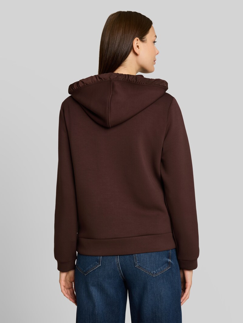 Tom Tailor Hoodie Sweatjacke aus Scuba - Java Dark Brown